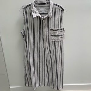 Liz Claiborne Linen/Cotton Shirt Dress B&W Sz XL